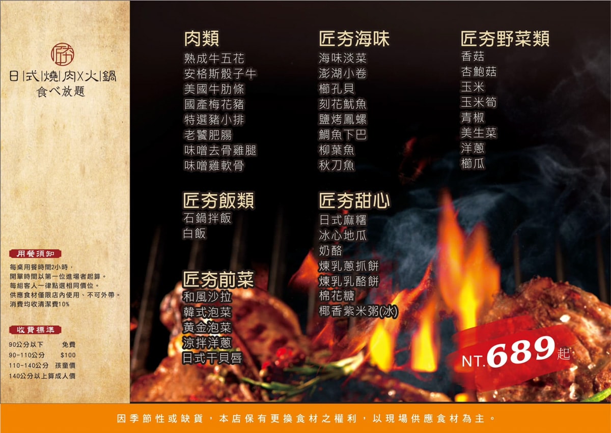 【匠夯日式無煙燒肉】桃園燒烤吃到飽美食推薦，3分鐘內送上所有肉盤否則就送你免費吃肉！689元起享受火烤兩吃頂級饗宴