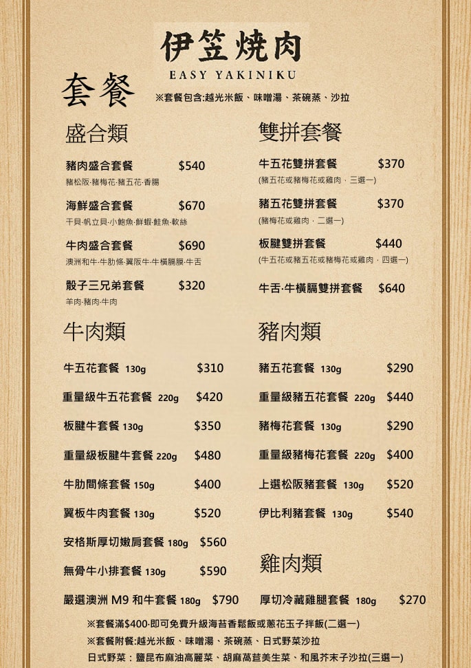 【伊笠燒肉-EZ燒肉】桃園評分最高的個人燒肉美食推薦，24種精緻燒烤套餐，特色必吃盛合、雙拼！