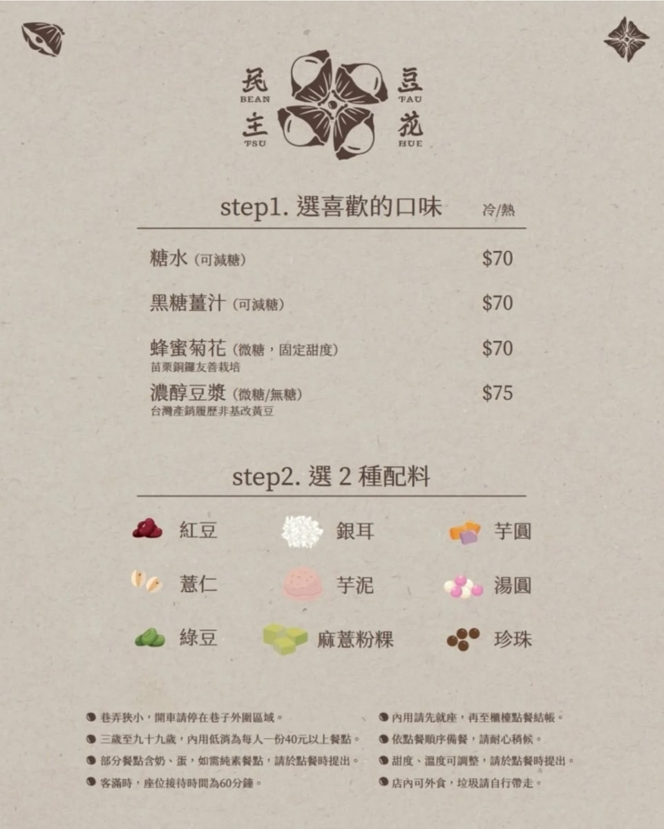 【民主豆花】台中北區隱藏版甜點美食推薦，4大口味豆花、9種配料選擇，獨家必吃首創麻薏粉粿！